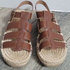 NWOT Haute Hippie Fishermens Brown Tan Espadrille Strappy Sandals Sz 6.5 Natalie
